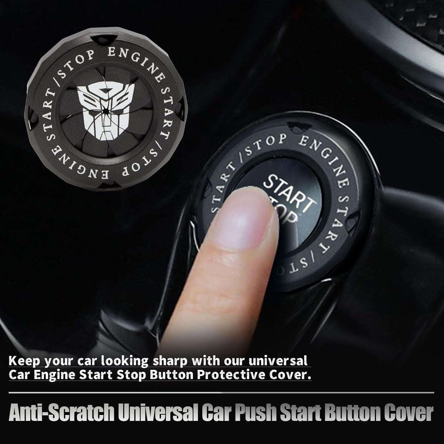 ( কালো কালার ) Motorcycle and Car Ignition ABS Key Start Button Cover Decorative Rotary Push To Start Button Cover