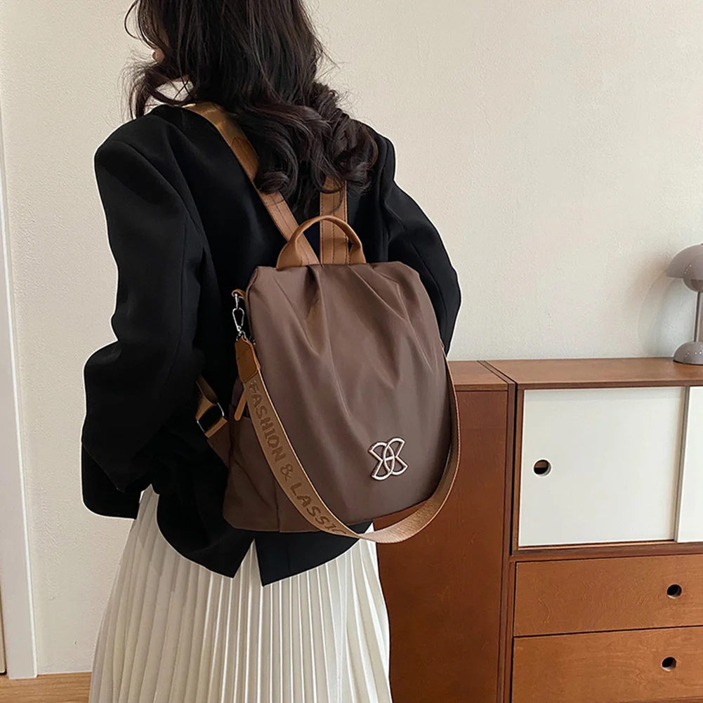 Tote Bag (Coffee Color) Women Solid Color Backpack Multi-Purpose