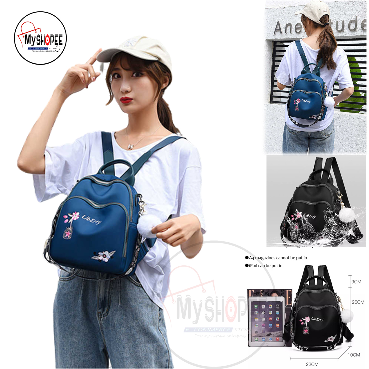 (Blue) Trendy Stylish Fashion Printing Mini Backpack bag for Women