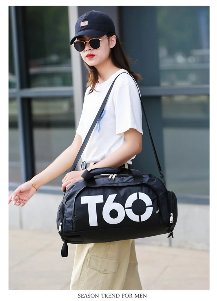 (Black+White)Gym Bags Waterproof Fitness Bag Men Women Sports Bag