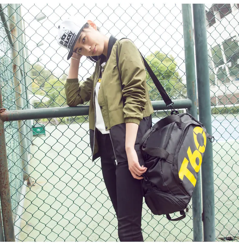 (Black+Yollow)Gym Bags Waterproof Fitness Bag Men Women Sports Bag