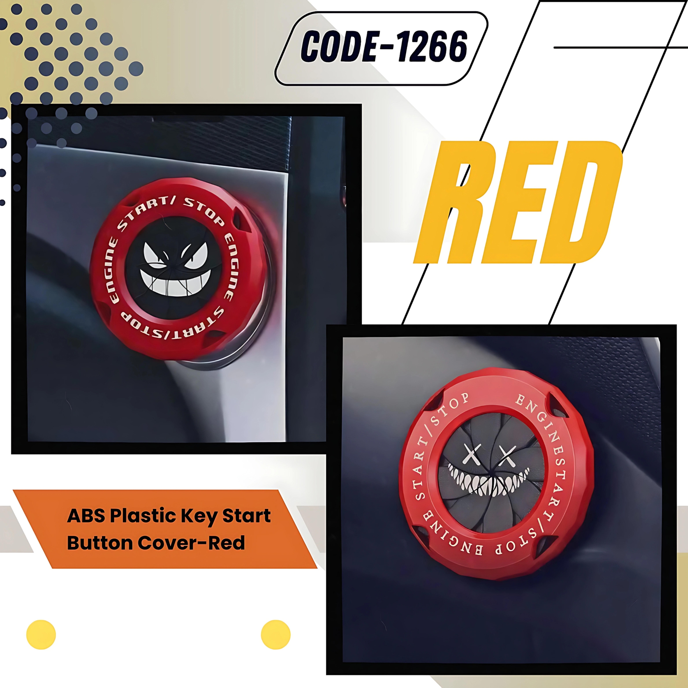 ( লাল কালার ) Motorcycle and Car Ignition ABS Key Start Button Cover Decorative Rotary Push To Start Button Cover