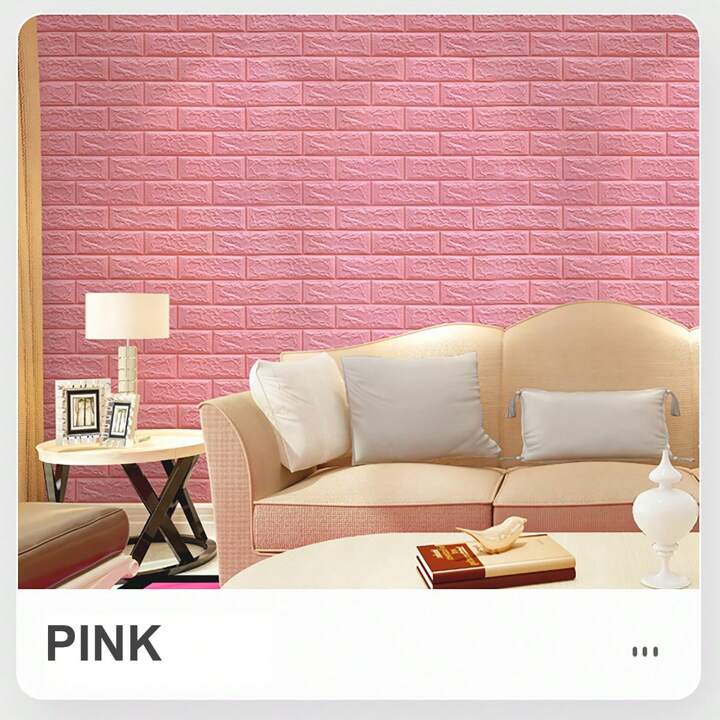 ৫ পিসের সেট (২০ স্কয়ার ফুট  - গোলাপী কালার ) Brick Pattern Sticker Waterproof Sticker