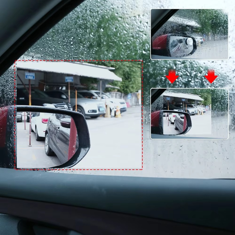 ২ পিসের সেট-গাড়ির জানালার জন্য-Car Rain and Fog Proof Film Anti-Fog Sticker for Window Mirror