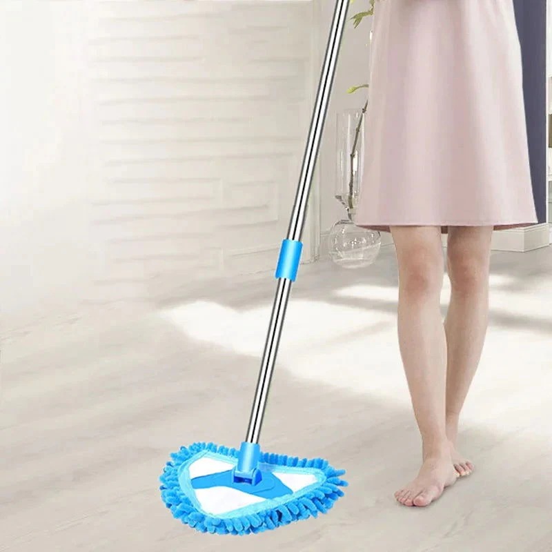 Triangle Cleaning Mini Mop Microfiber Pads Retractable 180°Rotatable Wall Ceiling Clean Brush Mop Washing Dust Brush Home Clean Tool